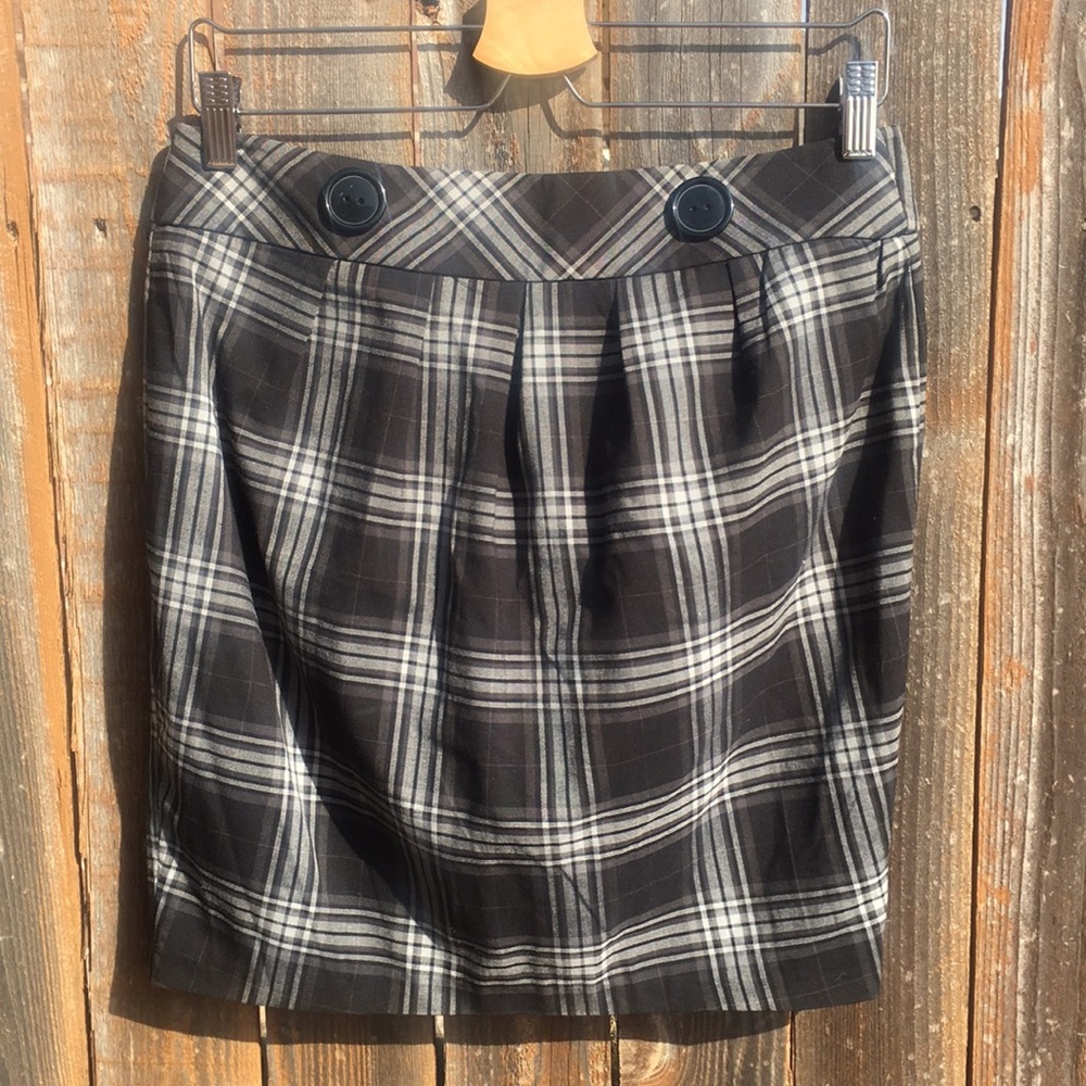 plaid high waisted pleated skirt